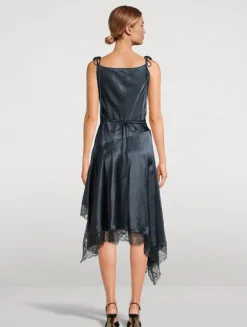 Asymmetric Satin Midi Dress