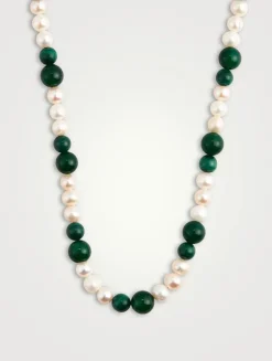 Aventurine And Malachite Pearl Necklace