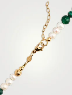 Aventurine And Malachite Pearl Necklace