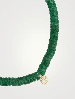 Aventurine Beaded Bracelet With Gold Diamond Eye Coin Charm