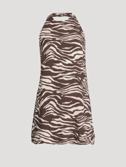 Avielle Halter Dress In Zebra Print