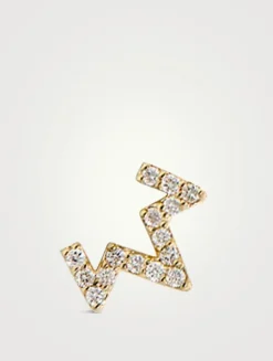 Aztec 14K Gold  Left Zig Zag Single Stud Earring