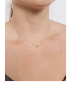 Aztec 14K Gold Micro Starburst Necklace With Turquoise
