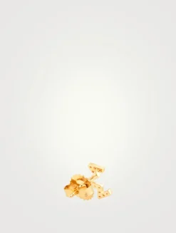 Aztec 14K Gold Starburst Zig Zag Stud Earrings With Diamonds