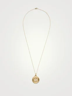 Aztec Rickie 14K Gold Moonstone Ripple Star Medallion Necklace
