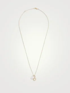 Aztec Sun 14K Gold Chain Necklace With Pearl