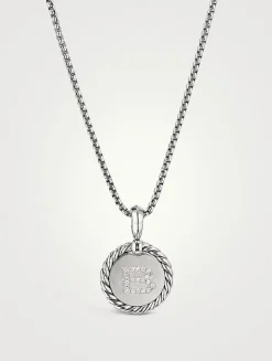 B Initial Charm In Sterling Silver With Pavé Diamonds
