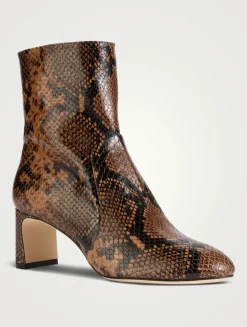 Babette Snakeskin-Embossed Leather Ankle Boots
