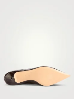 Babouche Croc-Embossed Leather Pumps