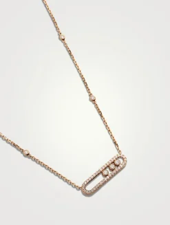 Baby Move 18K White Gold Pavé Necklace With Diamonds