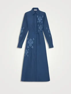 Baroque Embroidered Poplin Shirt Dress