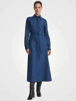 Baroque Embroidered Poplin Shirt Dress