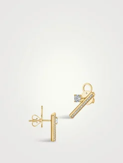 Barre 18K Gold Floating Single Diamond Pavé Climber Earrings