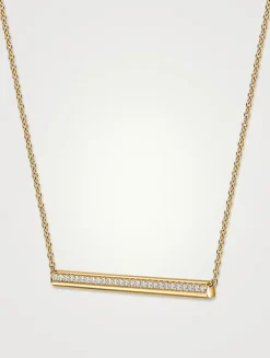 Barre 18K Gold Pavé Pendant Necklace With Diamonds