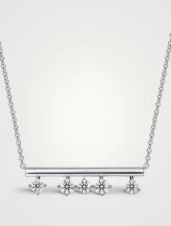 Barre 18K White Gold Floating Diamond Pendant Necklace
