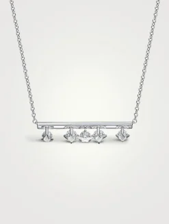 Barre 18K White Gold Floating Diamond Pendant Necklace