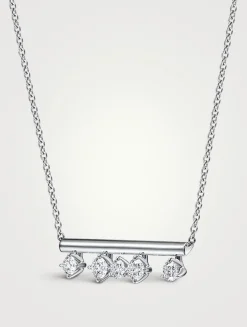 Barre 18K White Gold Floating Diamond Pendant Necklace