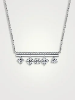 Barre 18K White Gold Floating Diamond Pavé Pendant Necklace