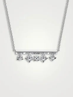 Barre 18K White Gold Floating Diamond Pavé Pendant Necklace