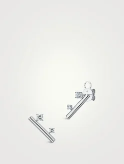 Barre 18K White Gold Floating Diamond Climber Earrings