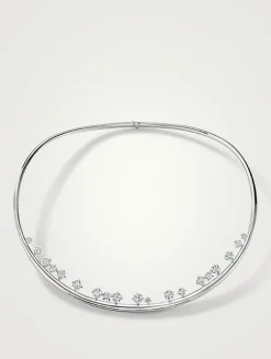 Barre 18K White Gold Floating Diamond Choker Necklace