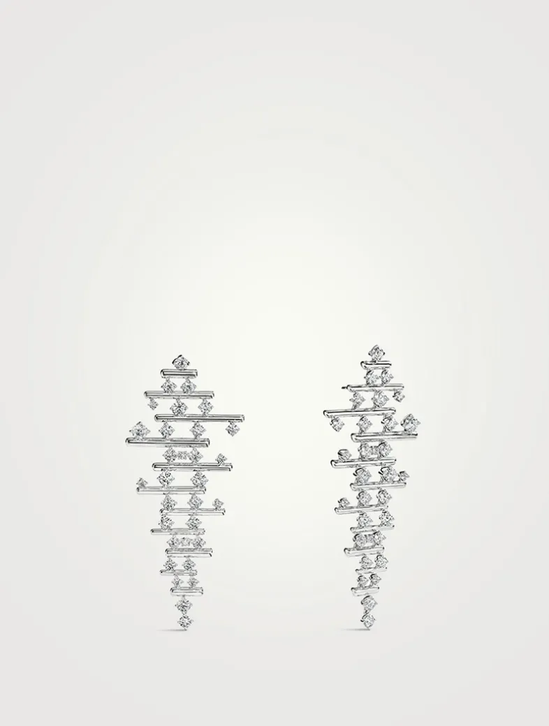 Barre 18K White Gold Multi-Row Drop Earrings With Diamonds
