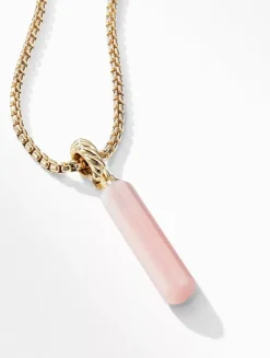 Barrel Amulet With Pink Opal And 18k Yellow Gold