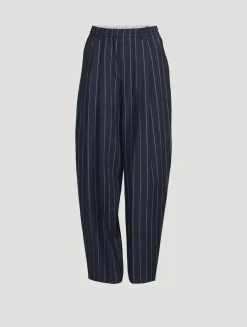 Barrel-Leg Trousers In Pinstripe Print