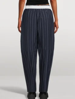 Barrel-Leg Trousers In Pinstripe Print