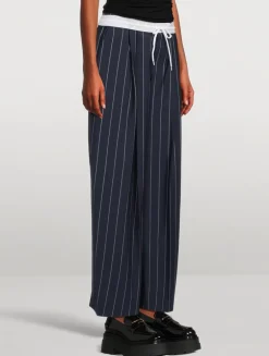 Barrel-Leg Trousers In Pinstripe Print