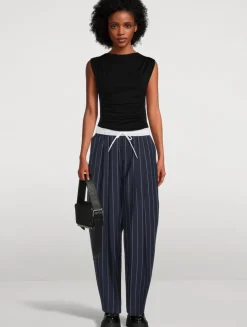 Barrel-Leg Trousers In Pinstripe Print