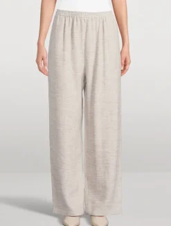 Basketweave Wide-Leg Trousers