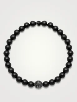 Beaded Bracelet With Black Onyx And Crystal