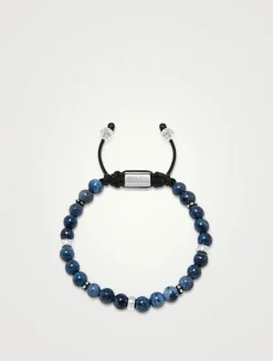Beaded Bracelet With Blue Dumorterite And Silver