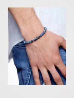Beaded Bracelet With Blue Dumorterite And Silver