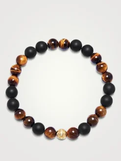 Beaded Bracelet With Matte Onyx And Brown Tiger Eye