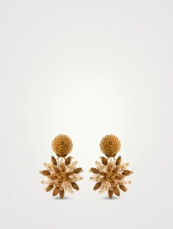 Beaded Raffia Sun Earrings