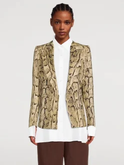 Beau Double-Breasted Blazer In Snakeskin Print