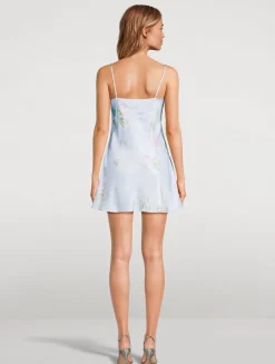 Beliona Satin Mini Dress In Floral Print