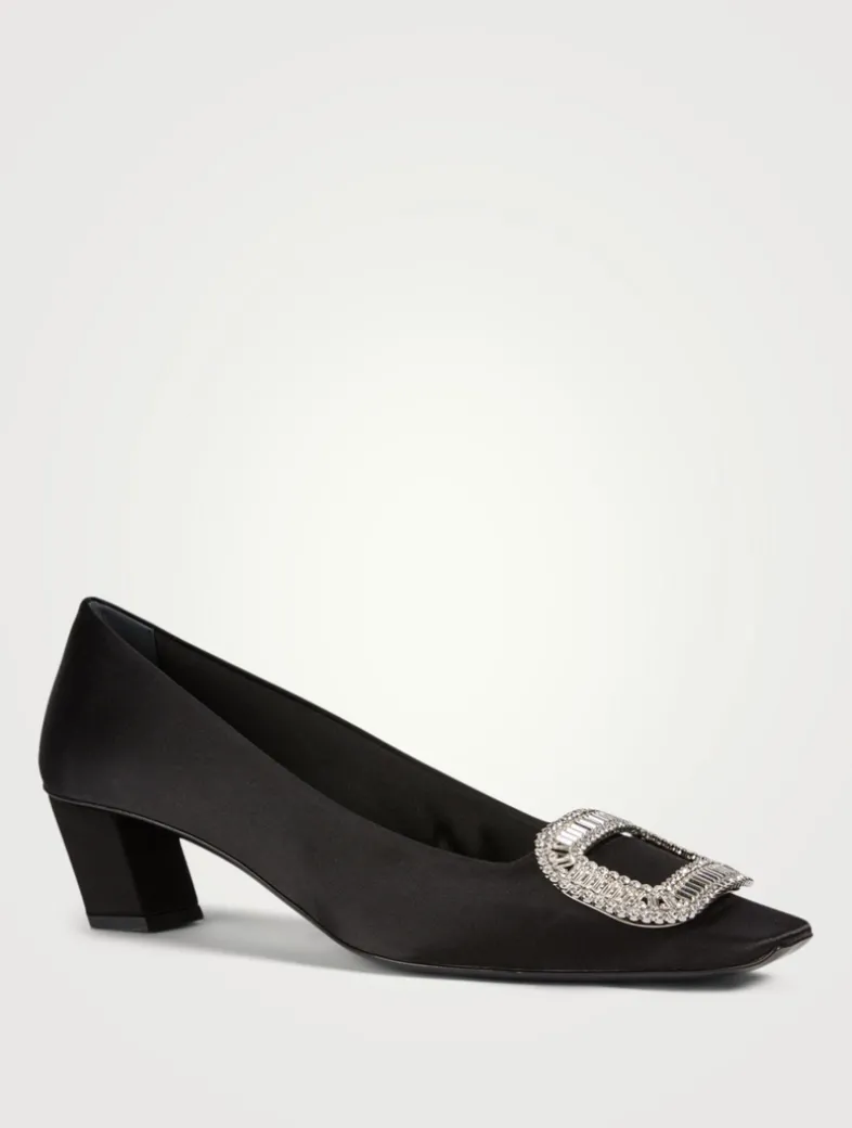 Belle Vivier Strass Satin Pumps