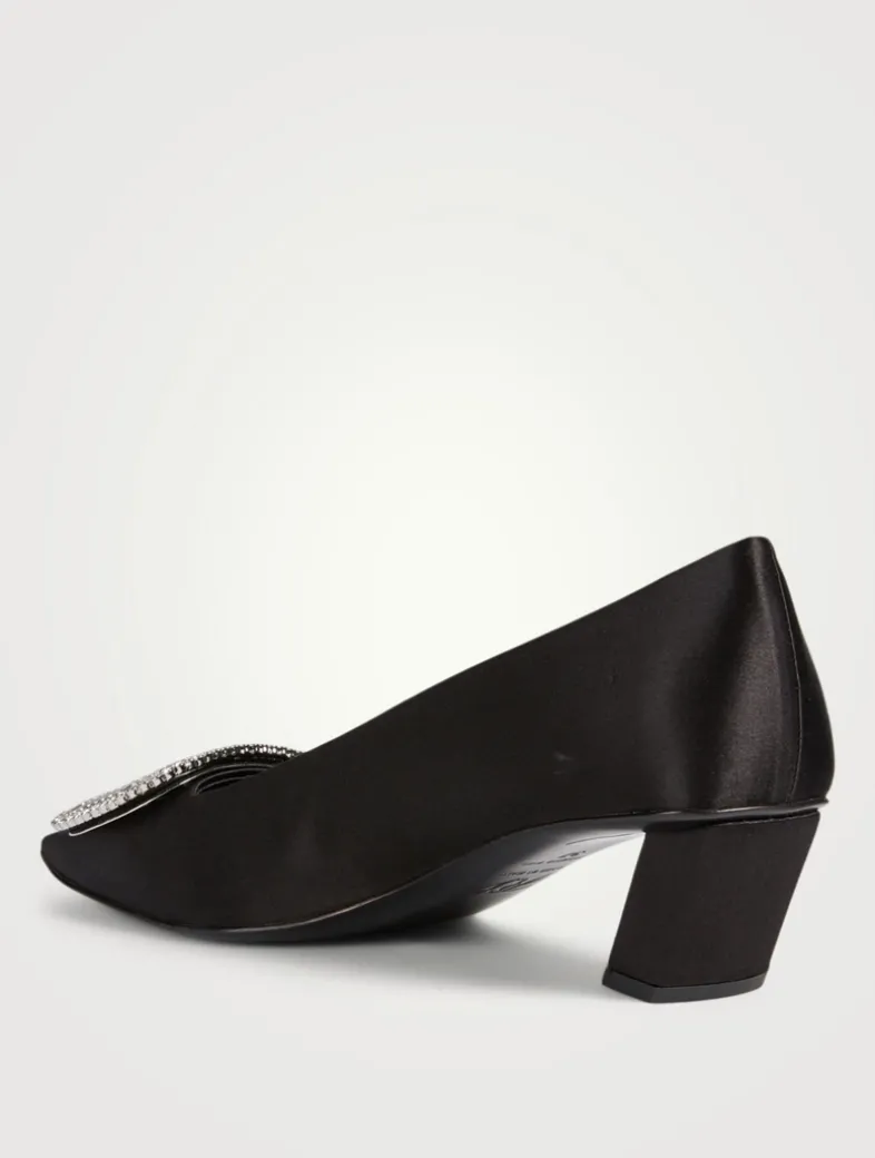 Belle Vivier Strass Satin Pumps