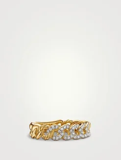 Belmont® Curb Link Band Ring In 18k Yellow Gold With Diamonds, 5mm