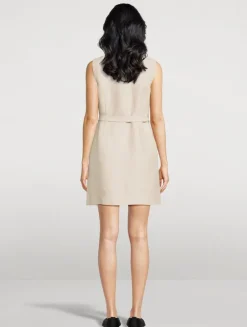 Belted Basket-Weave Linen Shirt Dress