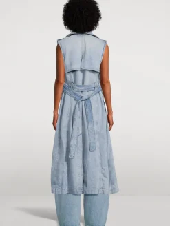 Belted Denim Trench Vest