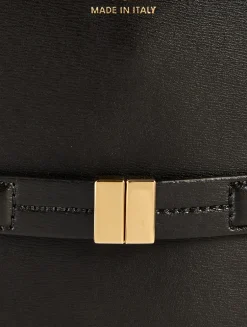 Belted Leather Bucket Bag