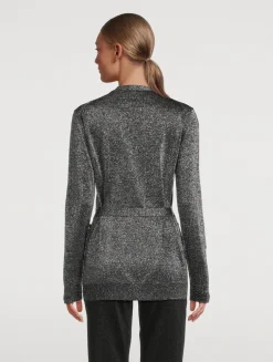 Belted Lurex Cardigan