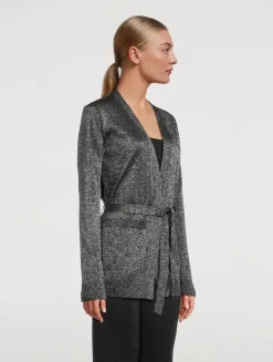 Belted Lurex Cardigan