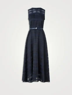 Belted Organza Midi Dress