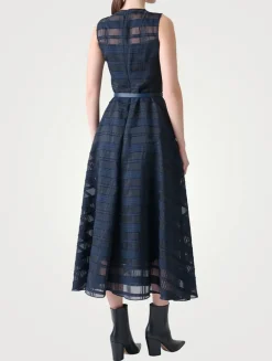 Belted Organza Midi Dress