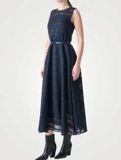 Belted Organza Midi Dress